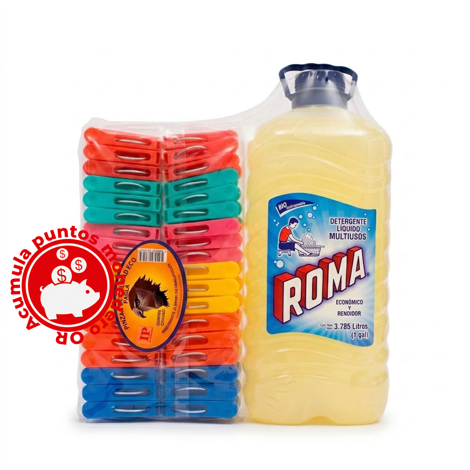 ROMAPINZAS Promo Detergente líquido roma 3.78L , 24 pinzas para ropa GRATIS! - Imagen 1